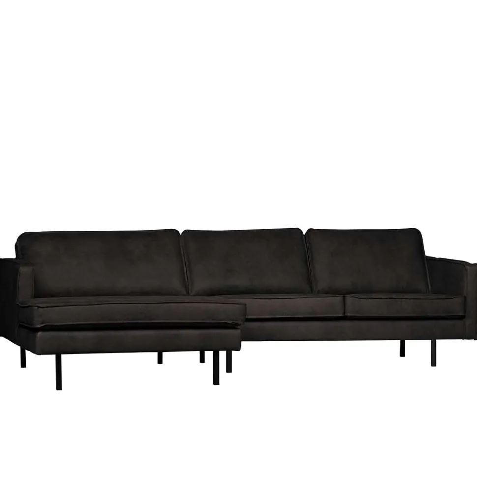 300x85x155 Retro Eckcouch in Schwarz - Avonita