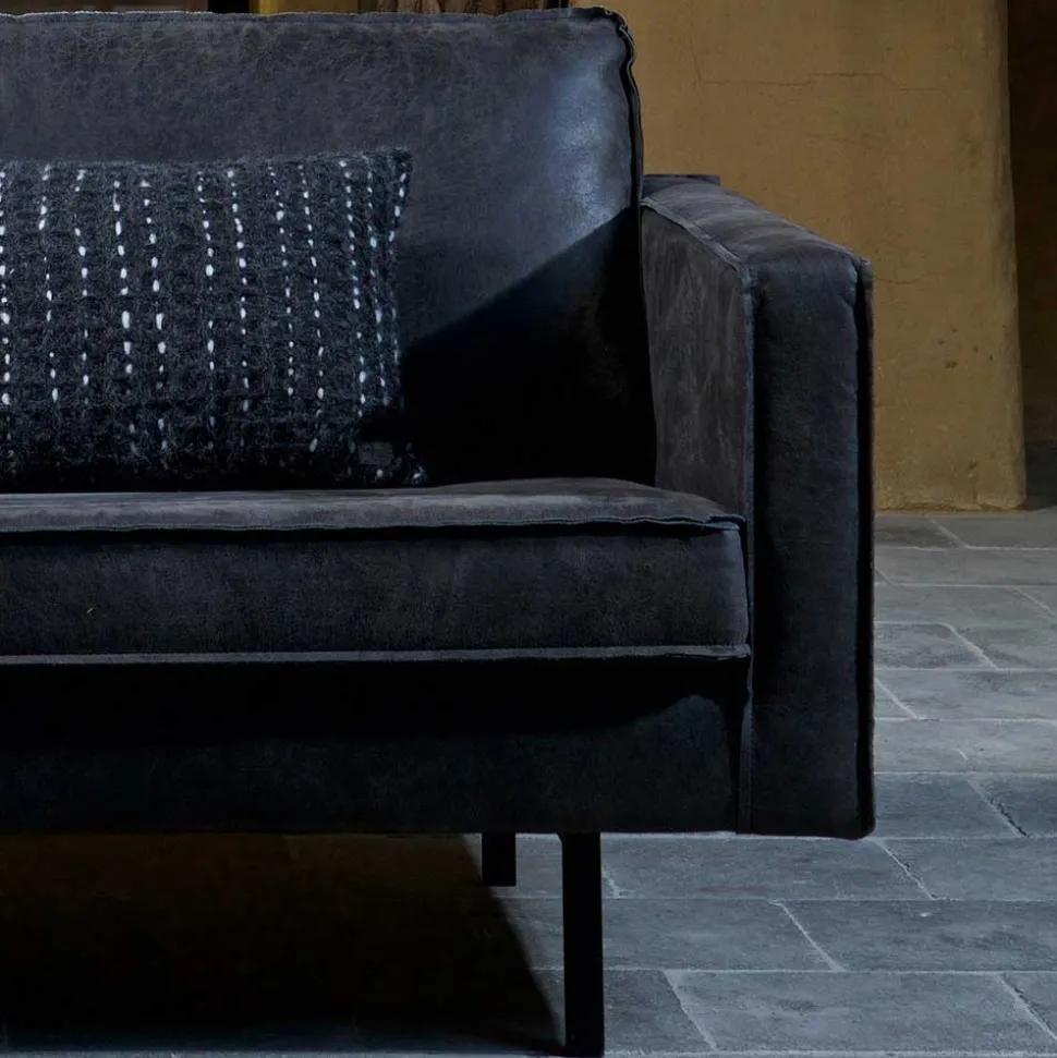 300x85x155 Retro Eckcouch in Schwarz - Avonita