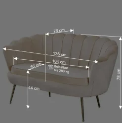 136x78x76 Retro Sofa im Muschel Design - Abboras