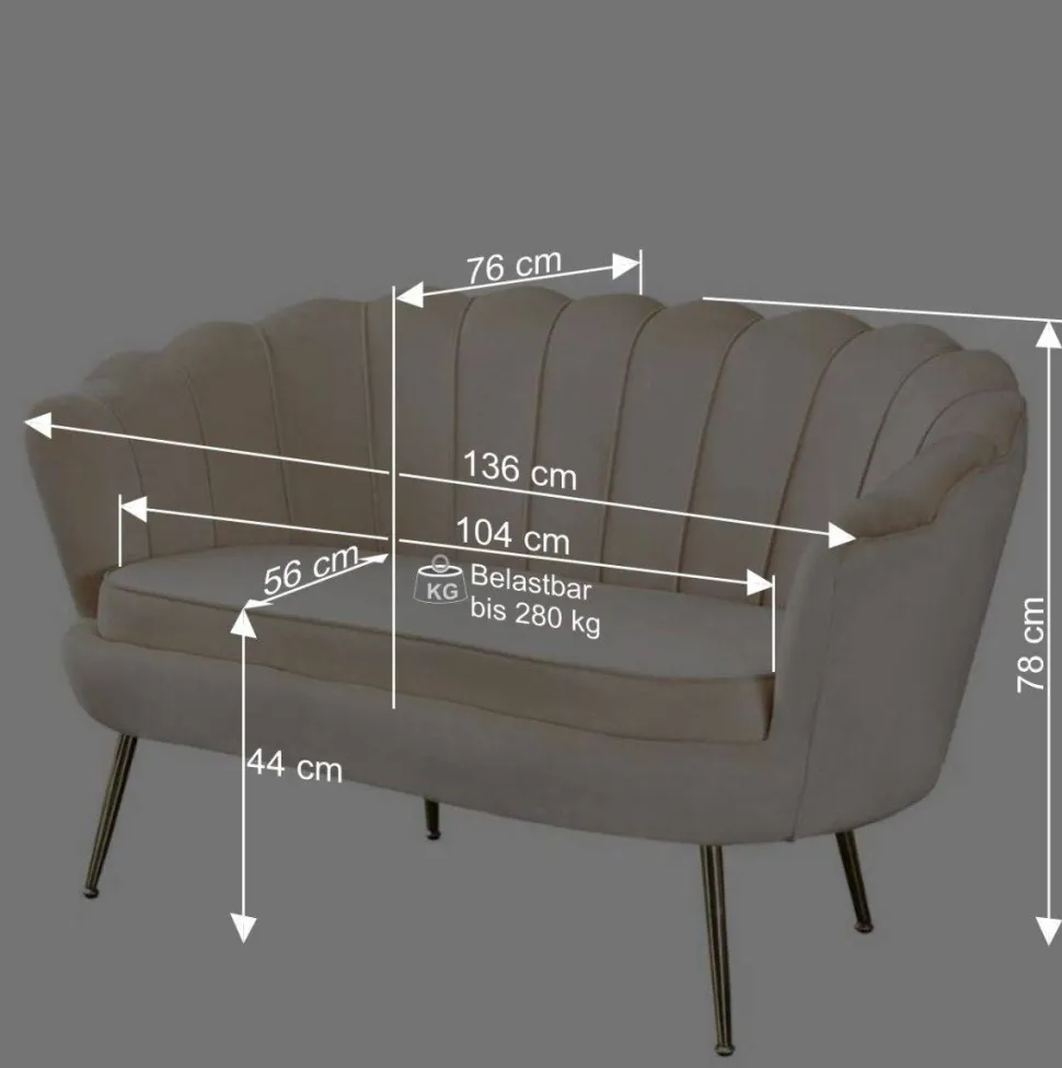 136x78x76 Retro Sofa im Muschel Design - Abboras