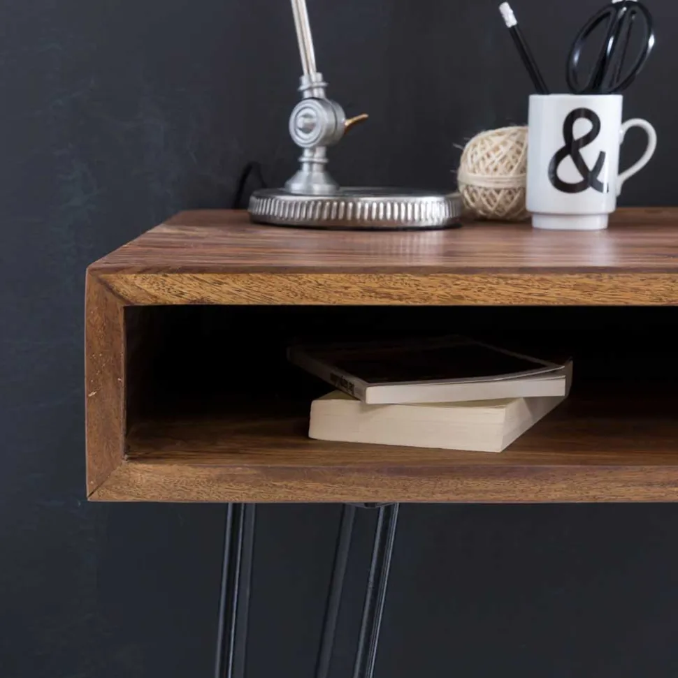 110x76x60 Retrodesign Schreibtisch aus Sheesham Holz - Seriacus