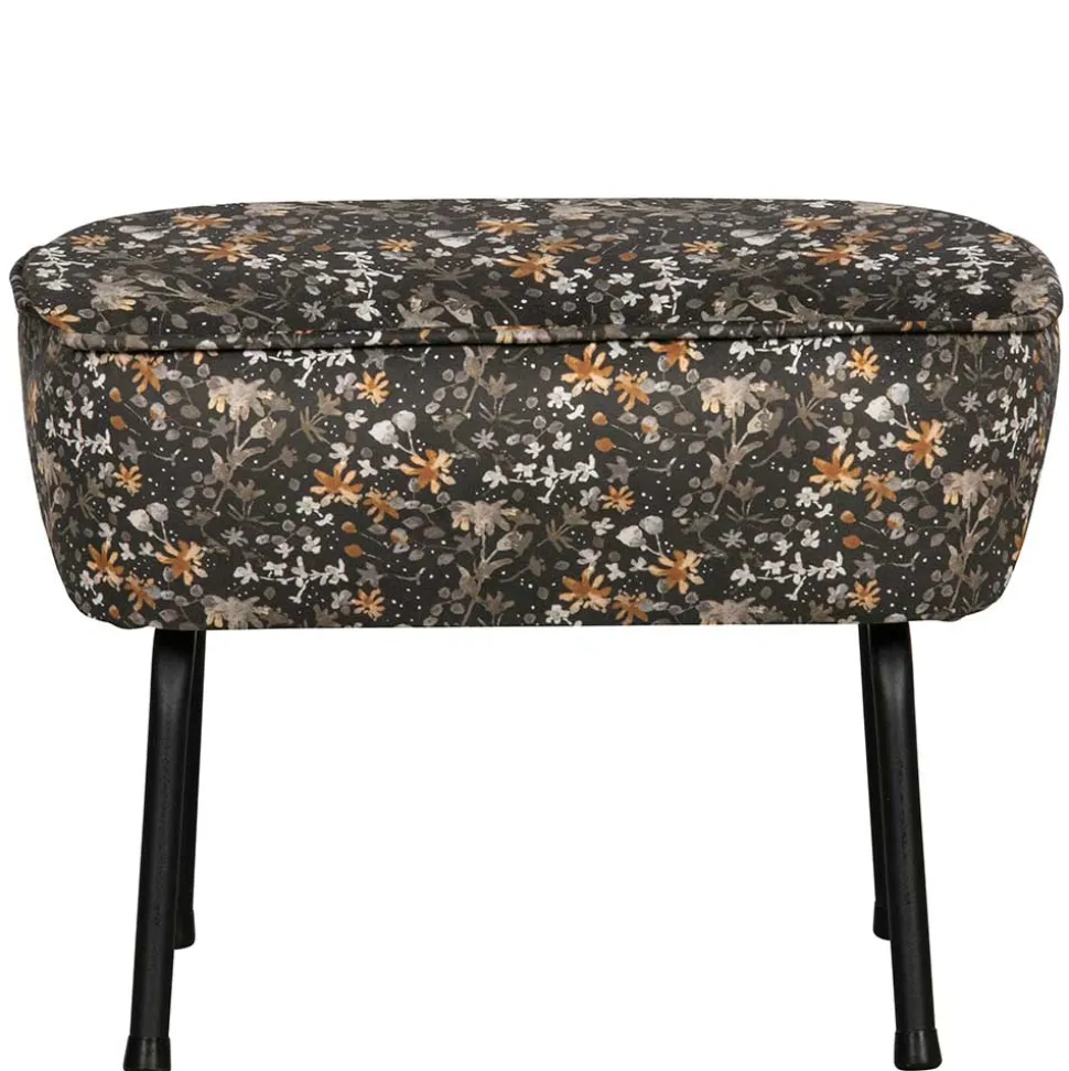 55x40x46 Retrohocker mit Samt Blumen Muster - Esdrega