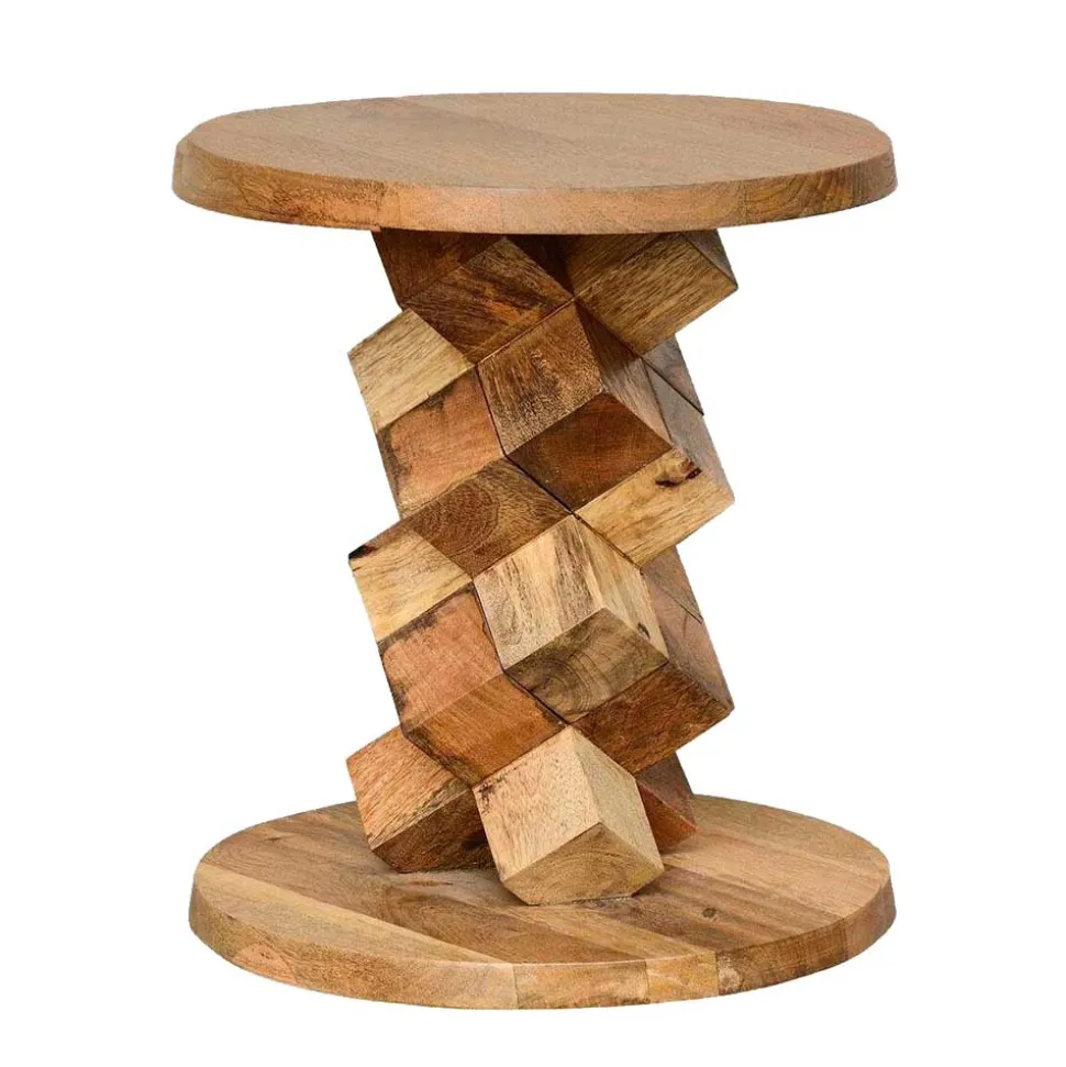 40x45x40 runder Designtisch aus Massivholz - Sanyra