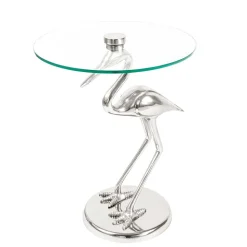 40x58x40 runder Glas Tisch mit Vogel Säulenfuß - Prasido