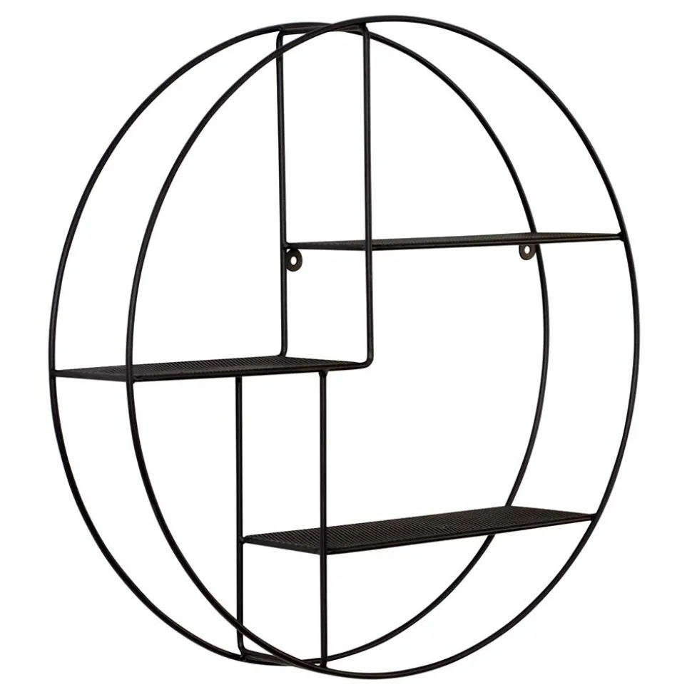 50x50x12 Rundes Wandregal in Schwarz - Anatana