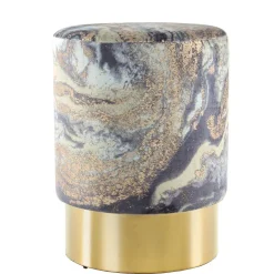 35x46x35 Samt Hocker mit Muster Hellblau - Crash