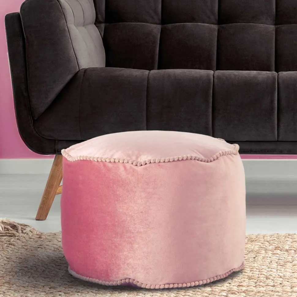 47x32x47 Samt Hocker Pouf in Rosa - Strada
