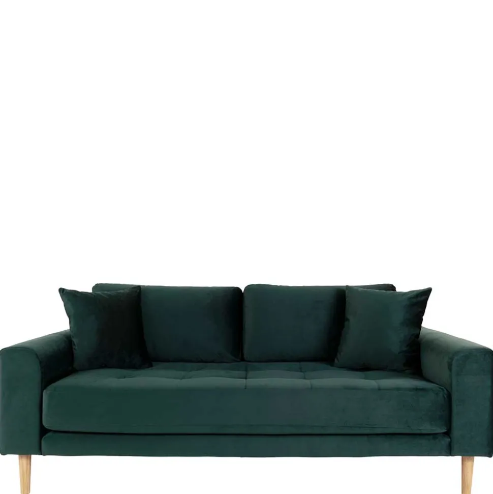 180x76x93 Samt Wohnzimmercouch in Dunkelgrün - Secilia