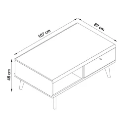 107x46x67 Scandi Couchtisch mit Stauraum - Cablos