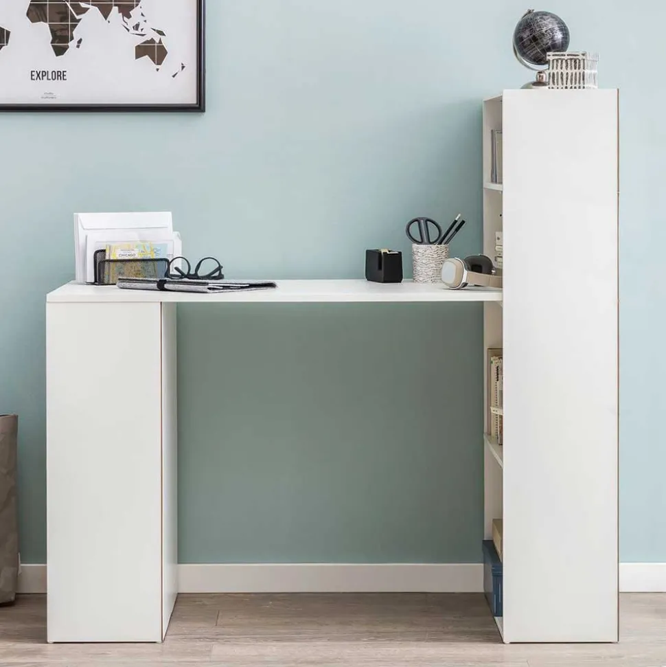 120x120x53 Schreibtisch Regal Kombi in Weiß - Ricana