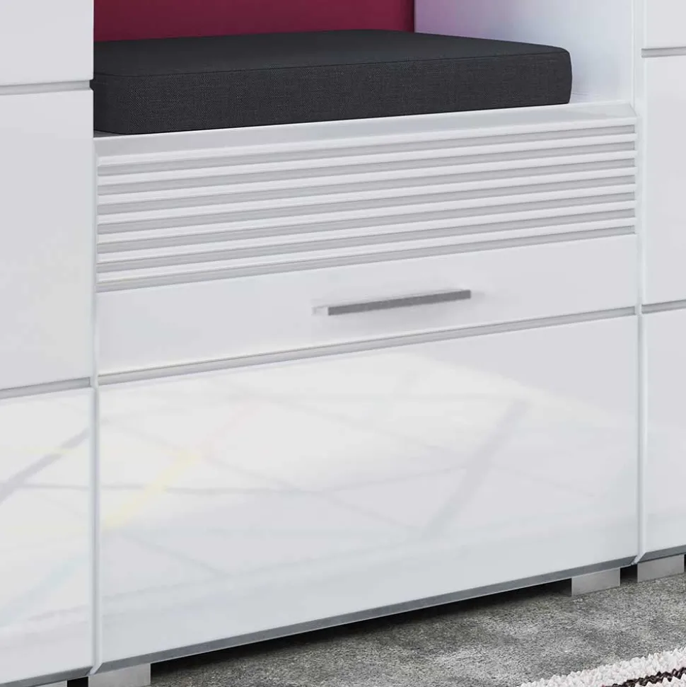 60x40x37 Schuhbank in Weiß Hochglanz - Sumatra