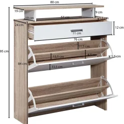 80x95x24 Schuhkommode mit zwei Klappen & Schublade - Crimera