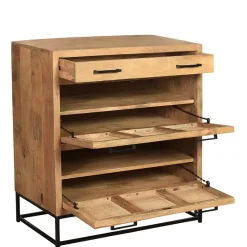 85x91x40 Schuhschrank aus Holz & Rattan Geflecht - Lazianus