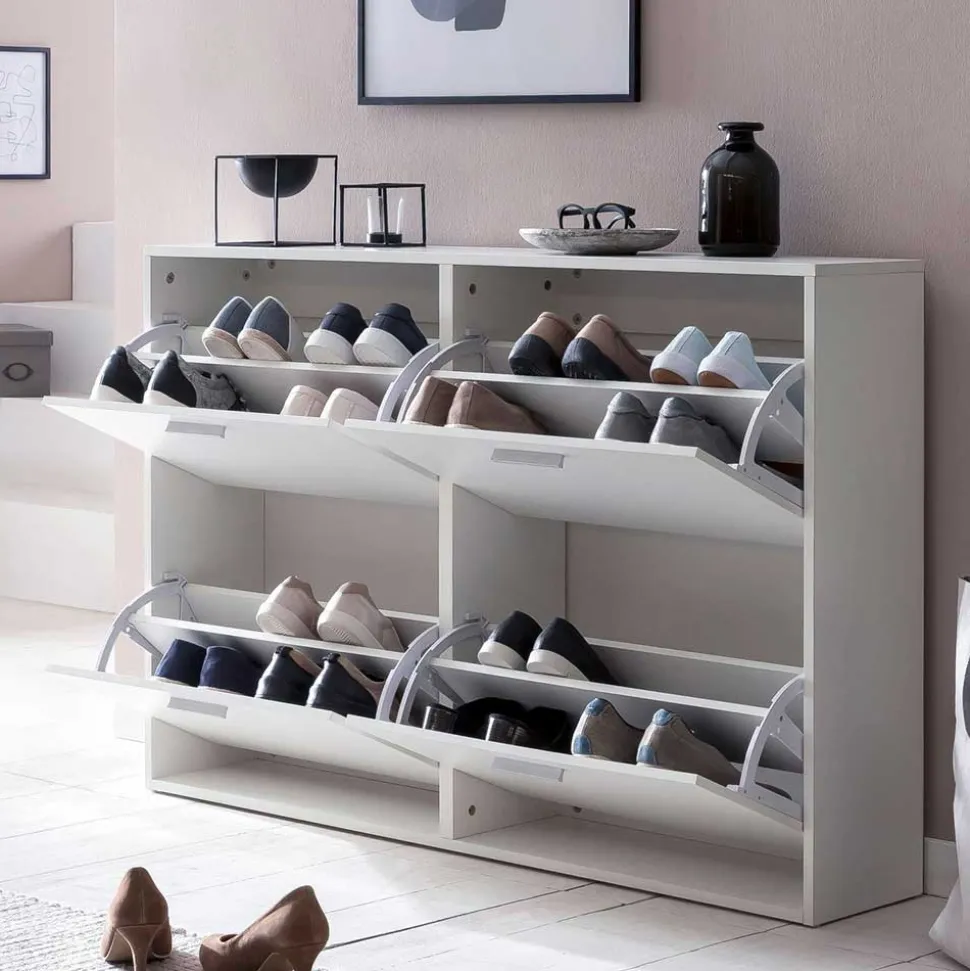 120x81x24 Schuhschrank mit 4 Klappen - Tudan