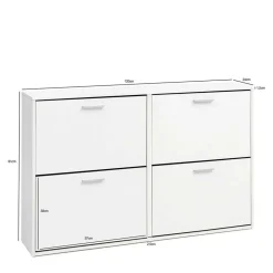 120x81x24 Schuhschrank mit 4 Klappen - Tudan
