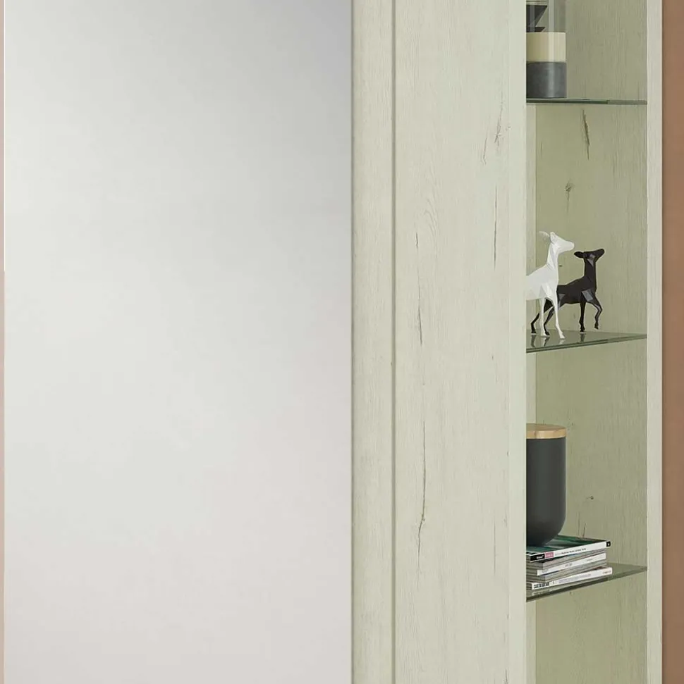 63x180x35 Schuhschrank mit Seitenregal & Spiegeltür - Bizkaia