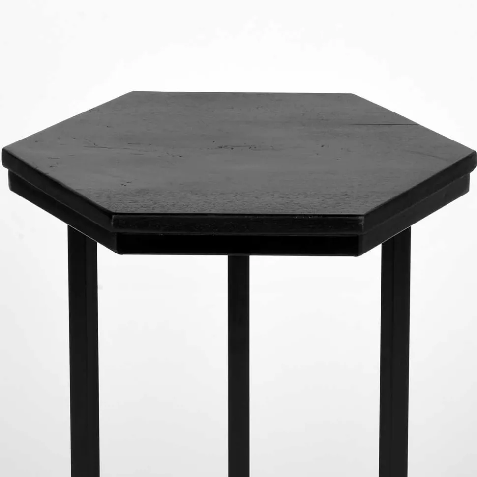 40x62x40 Sechseck Beistelltisch in Schwarz - Palium