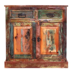 80x80x40 Shabby Chic Kommode in Braun Bunt - Jamaica