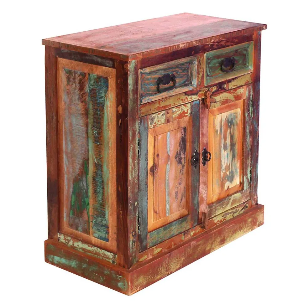 80x80x40 Shabby Chic Kommode in Braun Bunt - Jamaica