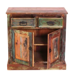 80x80x40 Shabby Chic Kommode in Braun Bunt - Jamaica