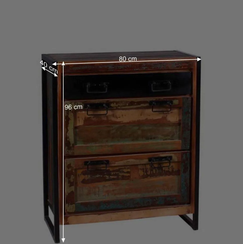 80x96x40 Shabby Schuhschrank mehrfarbig - Ensley
