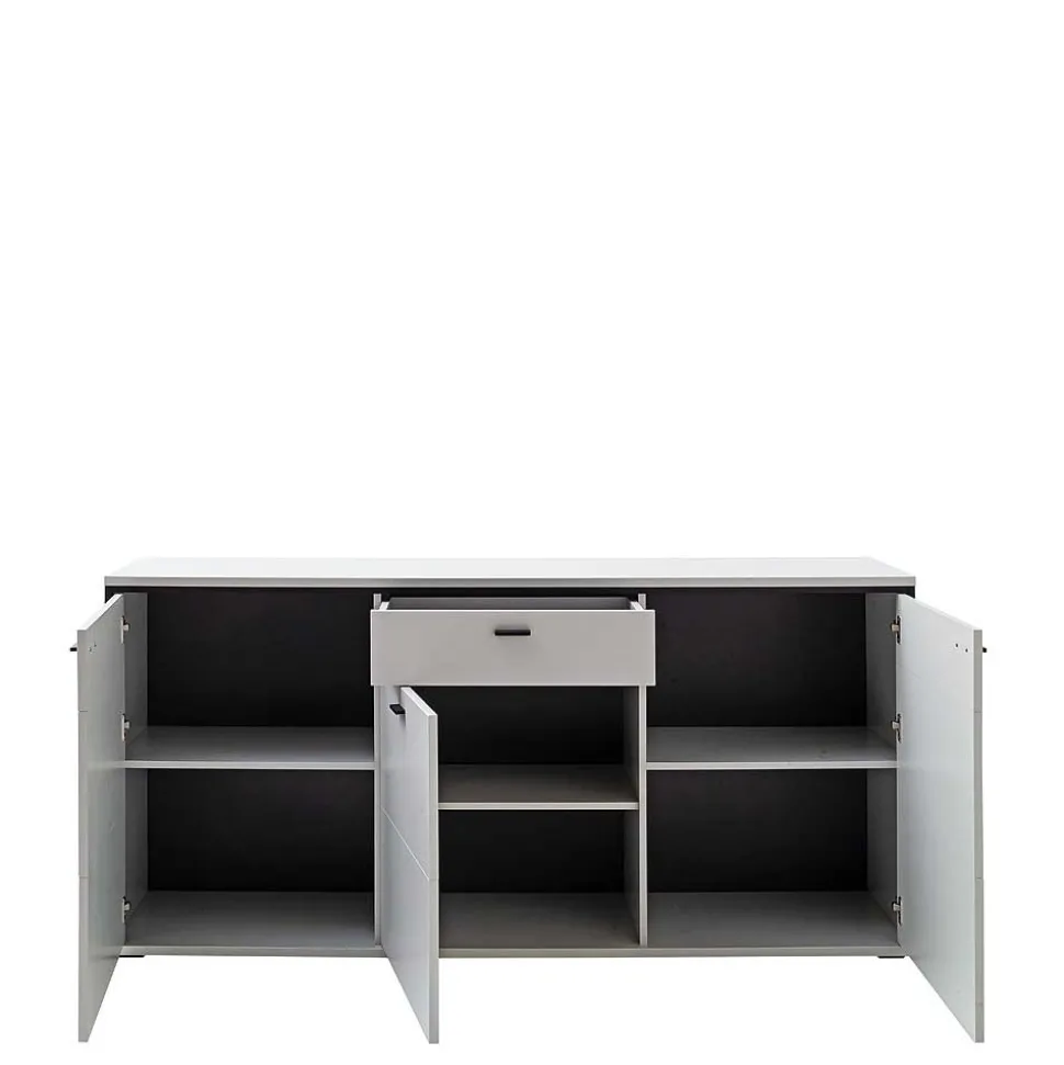 183x89x44 Sideboard in Weiß mit Schwarzgrau - Loazin