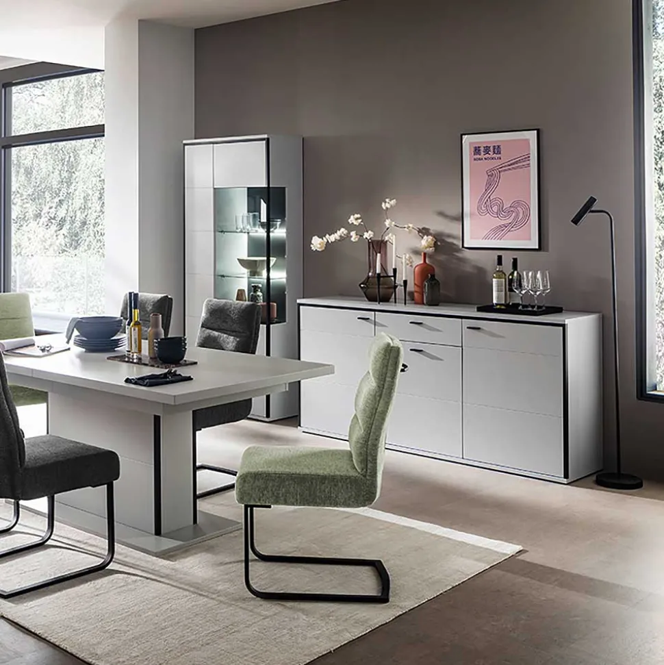 183x89x44 Sideboard in Weiß mit Schwarzgrau - Loazin