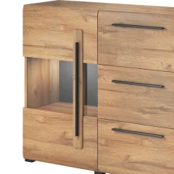 180x86x39 Sideboard mit Glaseinsätzen in Eiche NB - Aberdeen