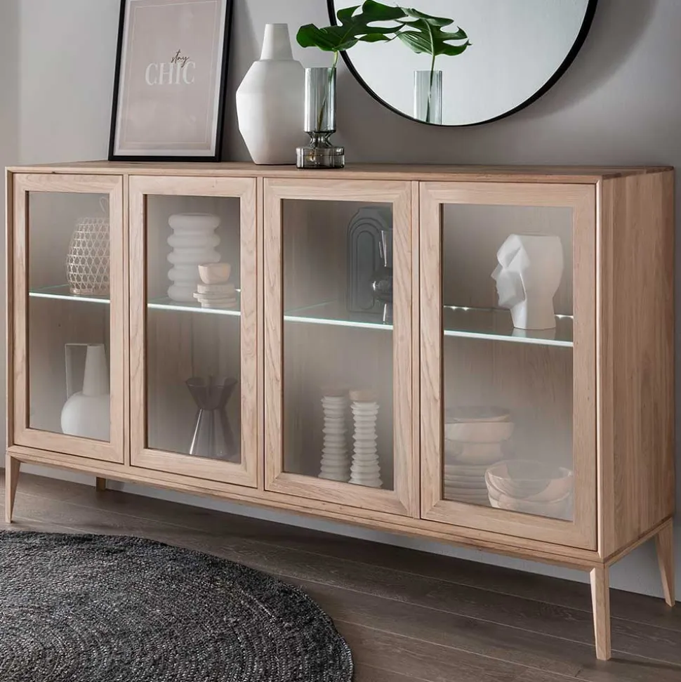 178x82x42 Sideboard mit Glastüren & LED Licht - Lamia