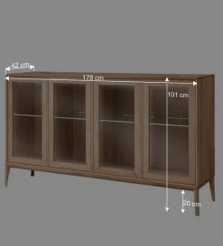 178x82x42 Sideboard mit Glastüren & LED Licht - Lamia