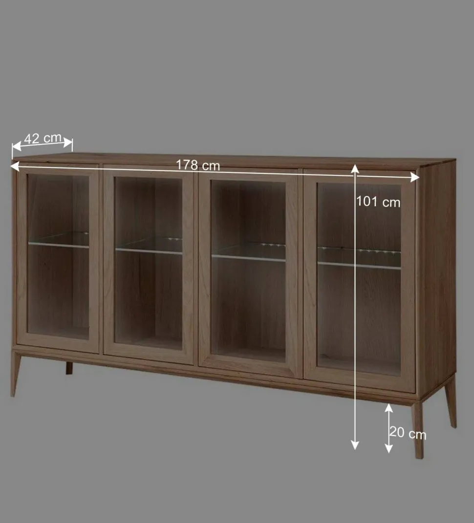 178x82x42 Sideboard mit Glastüren & LED Licht - Lamia