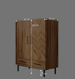 97x125x45 Skandi Highboard aus Wildeiche - Kerfa