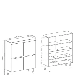 107x134x40 Skandi Highboard 4-türig - Olcian