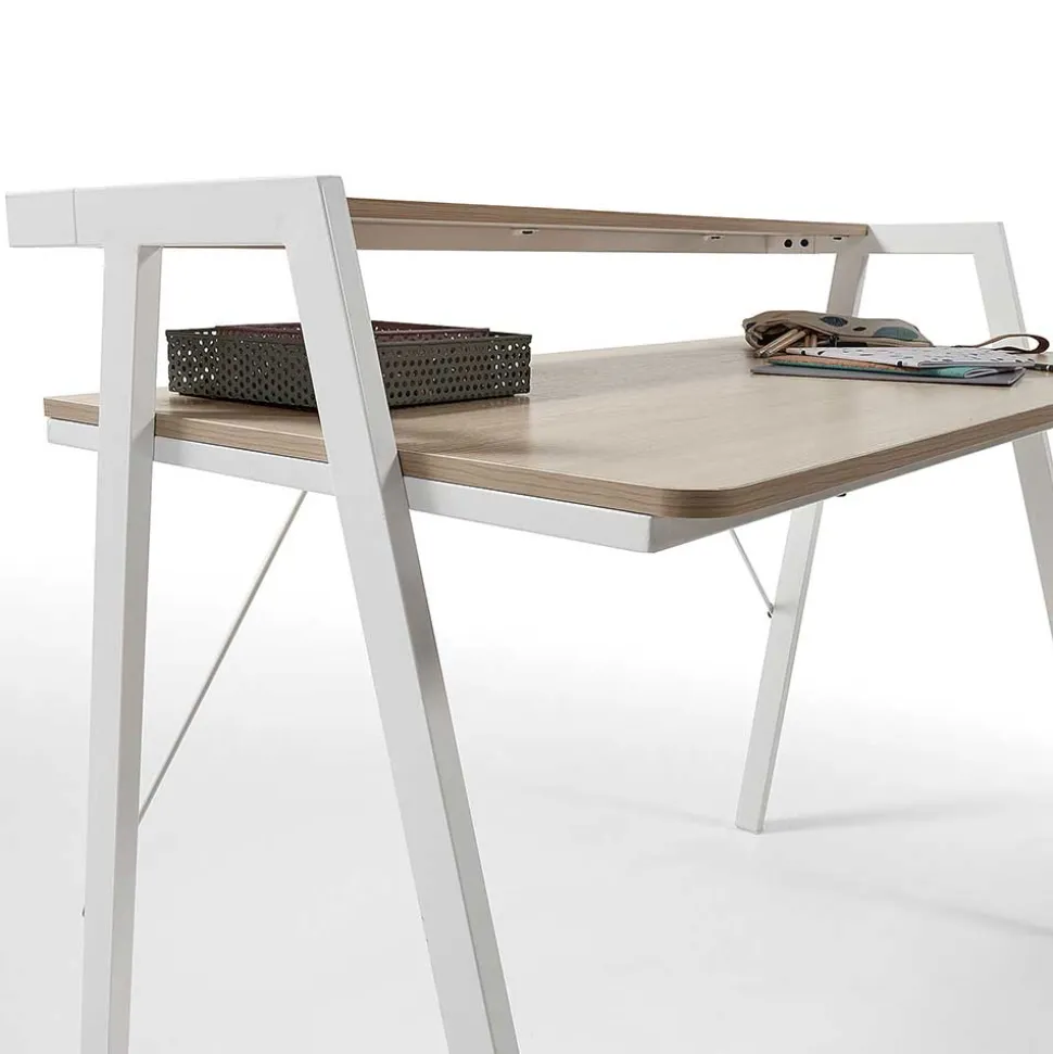 115x91x60 Skandi Schreibtisch mit Aufsatz - Shining