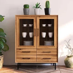 97x125x45 Skandi Vitrine mit vier Schubladen - Kerfa