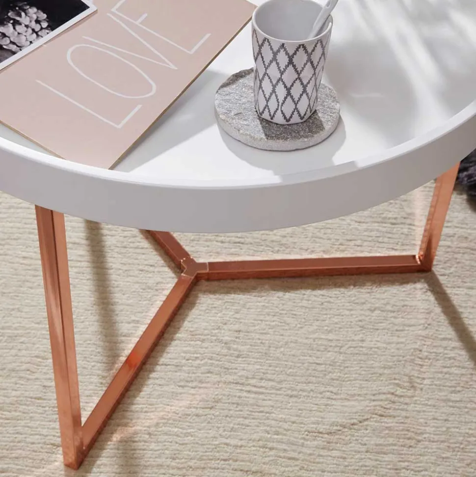 59x42x59 Sofatisch in Weiß & Kupfer - Mamoud