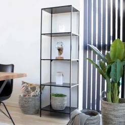 51x170x36 Stahlregal in Schwarz lackiert - Esbessa