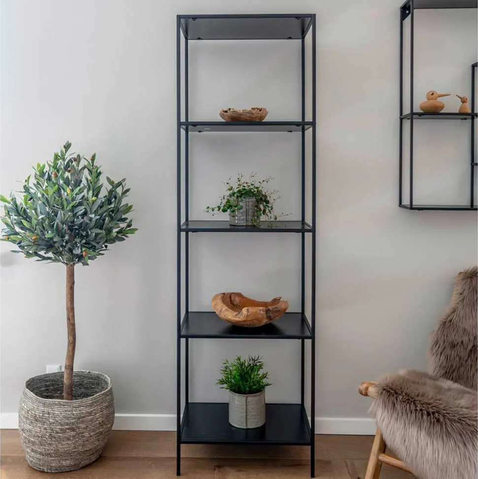 51x170x36 Stahlregal in Schwarz lackiert - Esbessa