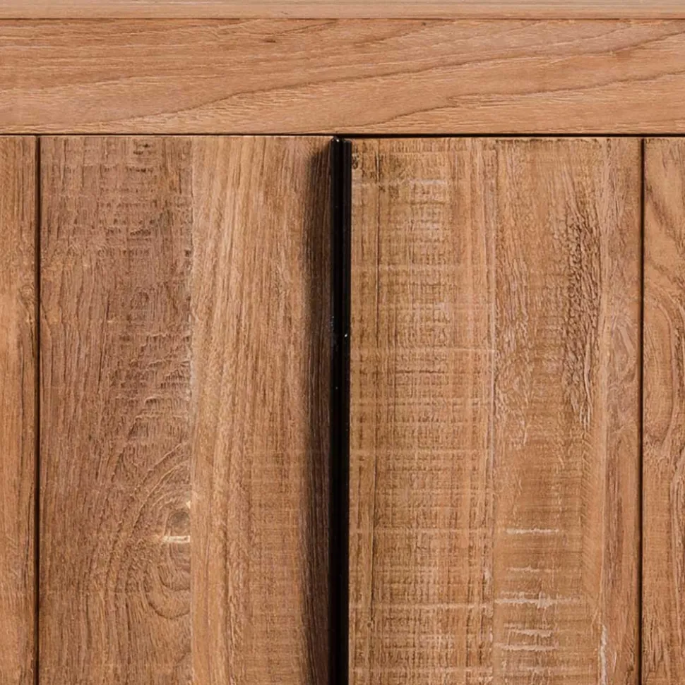 200x90x50 Teak Sideboard in Natur & Schwarz - Myons