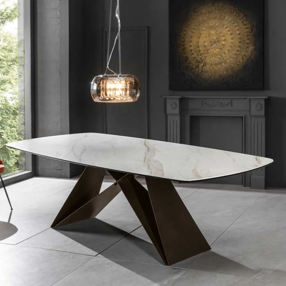 220x76x110 Tisch in Marmoroptik Keramikplatte - Vainy