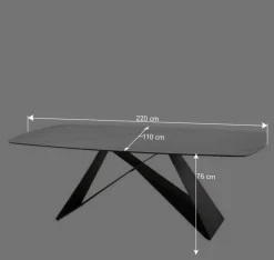 220x76x110 Tisch in Marmoroptik Keramikplatte - Vainy