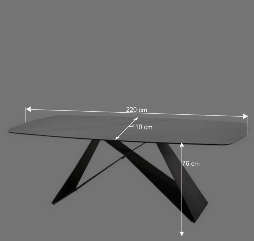 220x76x110 Tisch in Marmoroptik Keramikplatte - Vainy