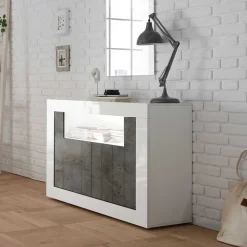 110x86x43 Türen Kommode in Grau Dekor - Voskala