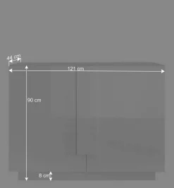 121x90x44 2-türige Kommode auf Sockel - Kerym