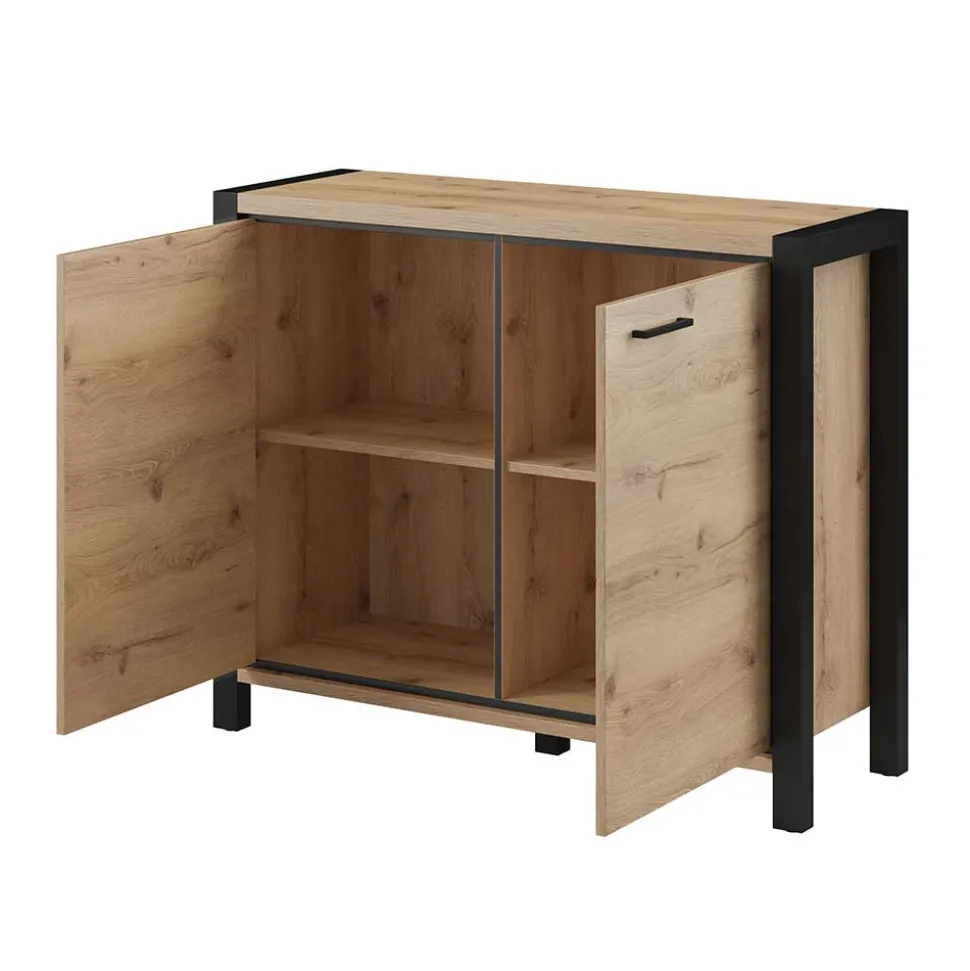 112x91x41 2-türige Kommode mit Metallgriffen - Zavorra