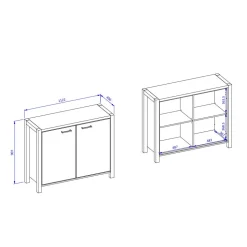 112x91x41 2-türige Kommode mit Metallgriffen - Zavorra