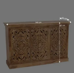 140x90x40 3-türige Kommode mit Schnitzerei - Runiasa