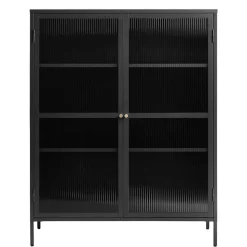 110x140x40 2-türige Metallvitrine in Schwarz - Gulliver