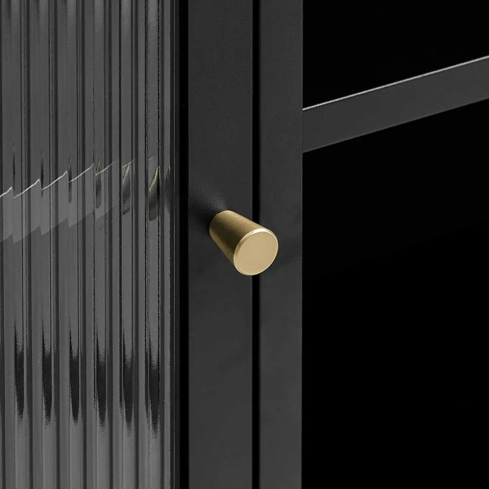 110x140x40 2-türige Metallvitrine in Schwarz - Gulliver