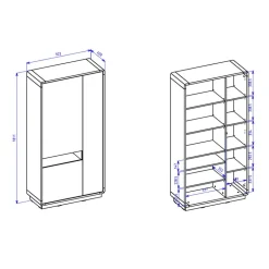 93x181x40 3-türige Schrank mit offenem Fach - Ilunas